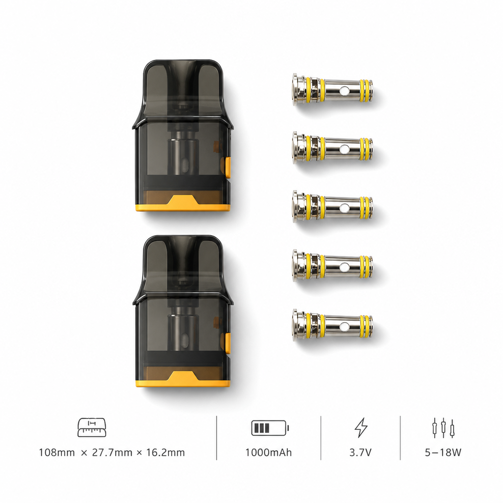 AIRSCREAMAirsPops Pro II 注油式電子煙多款顏色包裝與規格色卡對照圖